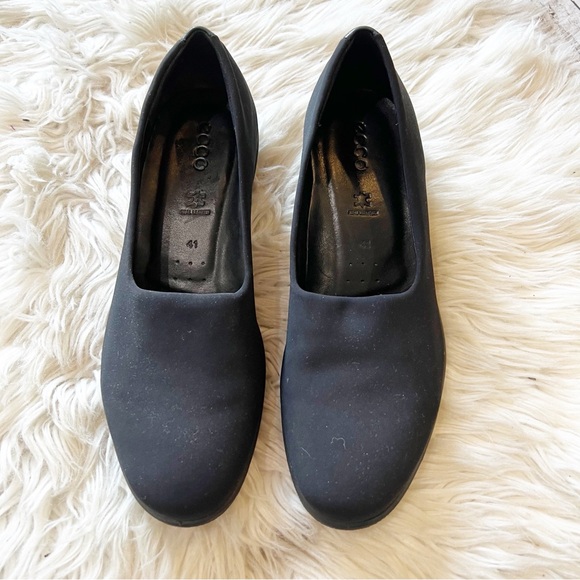 ECCO Felicia Stretch Black Textile Slip On Low Wedge Women’s Size 41 = 10/10.5 - Picture 2 of 9